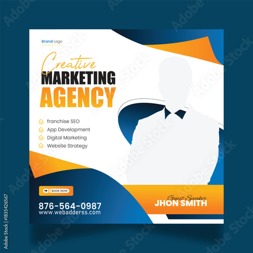 Modern marketing agency social media post template design