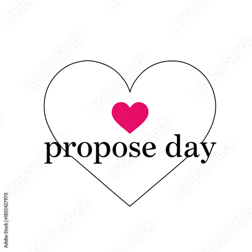 simple propose day graphic with heart and text on white background