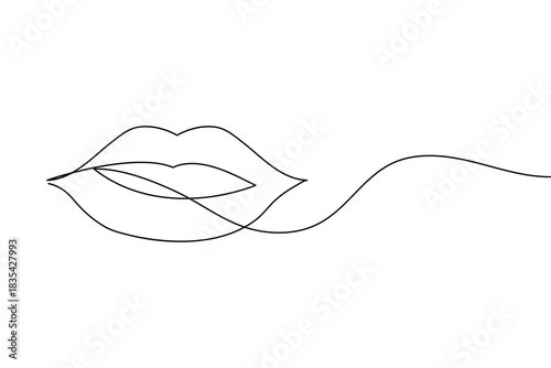 Minimalist line drawing of female lips on a clean background