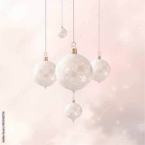 Floating, light ornaments suspended mid-air in soft pastel nebula, ethereal and surreal.eps