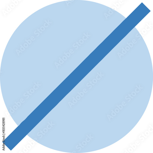 Abstract graphic icon signifying prohibition, restriction, denial, or a canceled process, represented by a light blue circle with a bold, dark blue diagonal strike-through line.