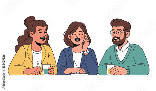 Young adults socializing: group of friends laughing and drinking together