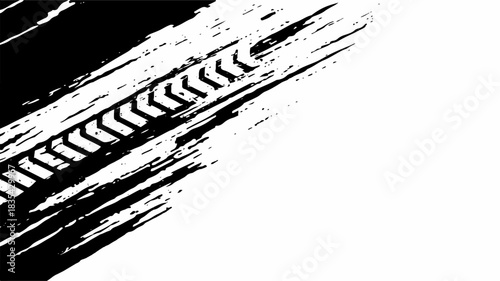 Abstract vector grunge stamp with black dirty ink texture, rough splash border frame, and vintage paint stroke illustration design pattern