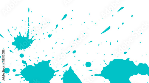 Blue ink blotches create a colorful artistic pattern of watercolor splash, texture, and liquid drops in a dirty vector grunge design