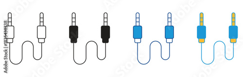 AUX cable icon Set Multiple Style Collection. Vector illustration.