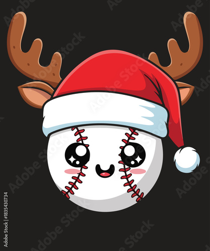 Cute Baseball Reindeer Christmas vector illustration 