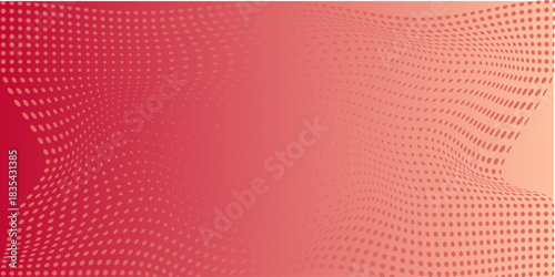 Pink orange polka dots gradient halftone background. Pop art cartoon dot texture with comic graphic design, Horizontal abstract pattern wall for cover digital technology.