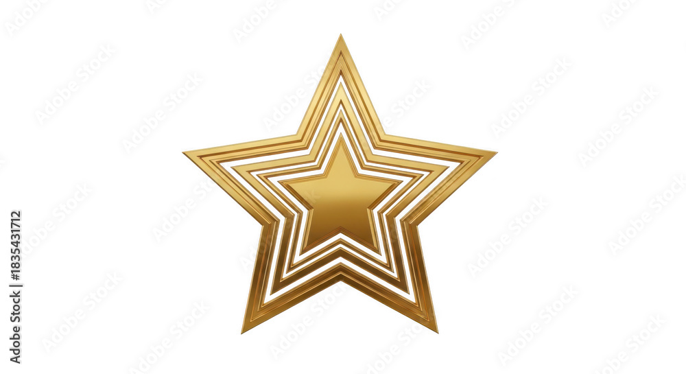 Fototapeta premium Golden star shape isolated on transparent background