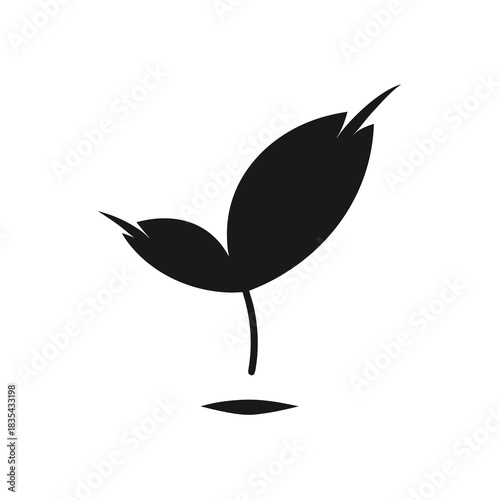 Floating Leaf Plant Minimal Surreal Botanical Form with Light Hovering Shape Line Art Vector illustration