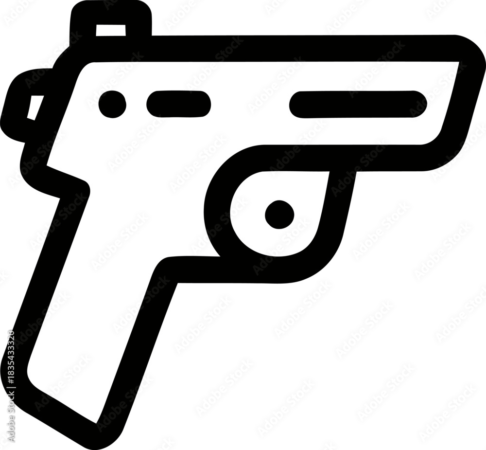 Obraz premium Simple gun icon flat vector illustration of a handgun isolated on transparent Background