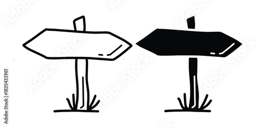 Hand-Drawn Direction Sign. Minimalist Arrow Marker Vector