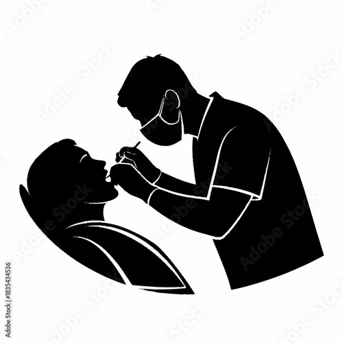 Dentist examining patient in a dental clinic.