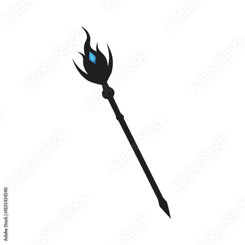 Magic Staff Fantasy Energy Rod Featuring Simple Form and Radiant Tip Line Art Vector illustration