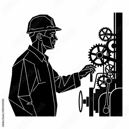 Engineer operating machinery with precision and focus on the task at hand.