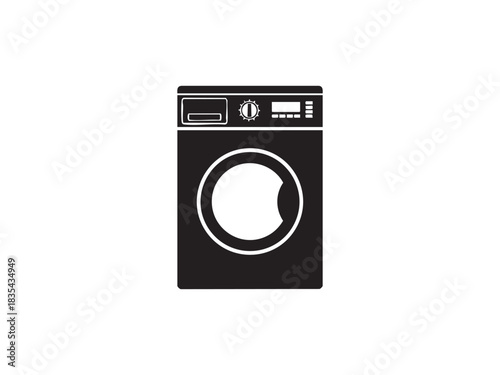 Washing machine icon silhouette of a domestic appliance used for laundry and clothes cleaning equipment