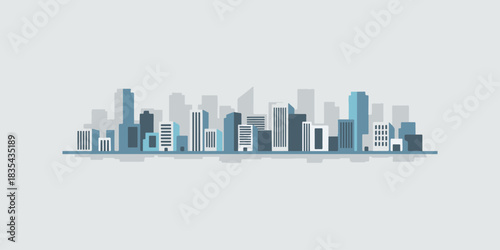 New York City modern urban architecture cityscape vector illustration of a skyscraper building silhouette in the downtown skyline