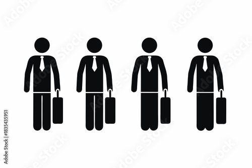 set of Airport traveler icon silhouette vector illustration isolated on white background