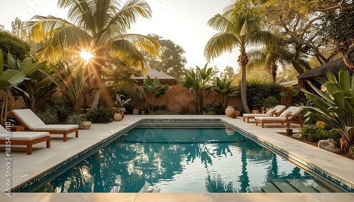 Tropical Backyard with Luxurious Pool