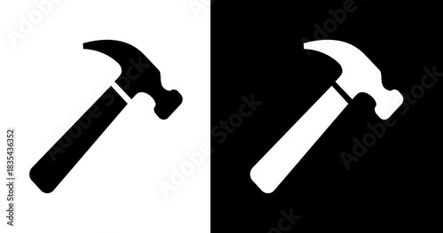 black and white illustration of hammer icon
