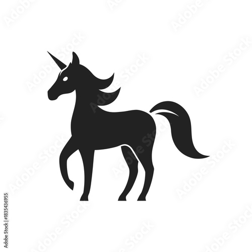 Unicorn Graceful Legendary Horse with Single Horn and Elegant Profile Line Art Vector illustration