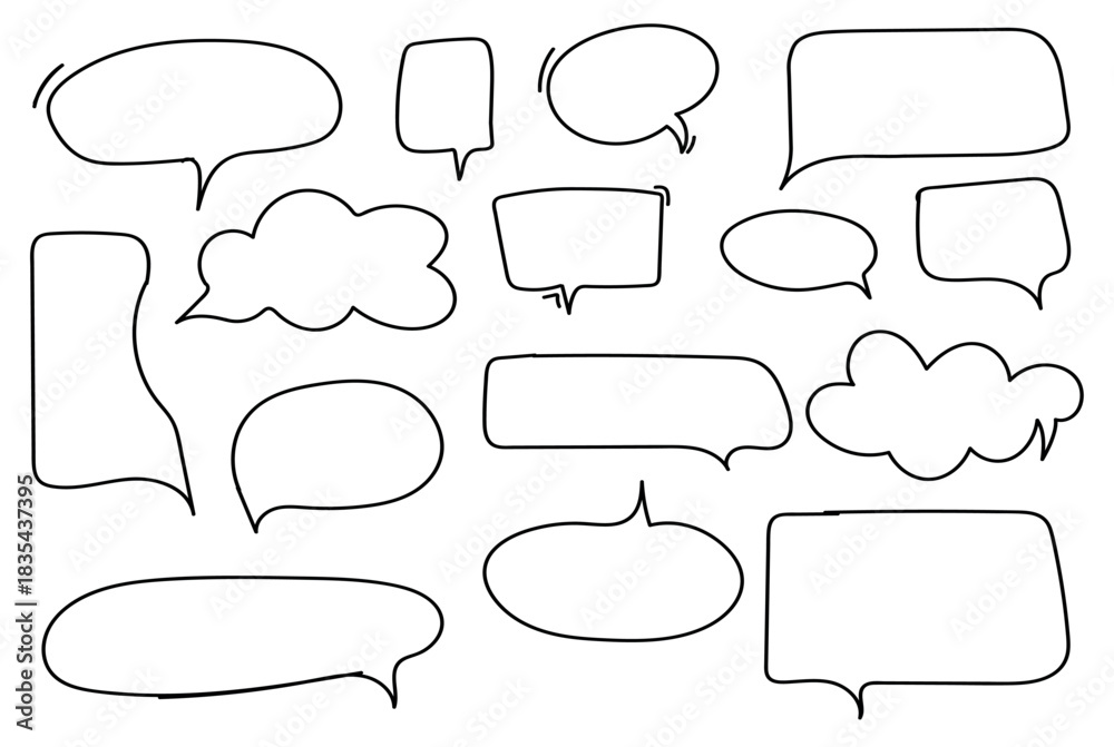 Fototapeta premium Retro empty comic speech bubbles set with black halftone shadows. Vintage design, pop art style - stock vector. 