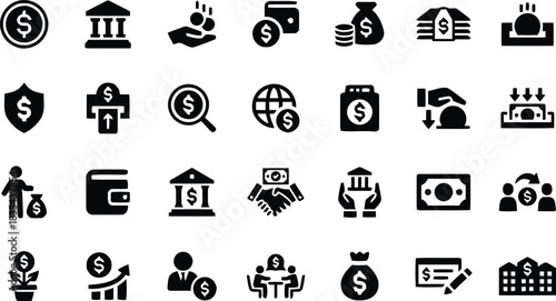finance, banking, money, dollar, icon, symbol, investment, savings, loan, credit, debit, transaction, payment, wallet, cash, growth, security, global, exchange, deposit, withdrawal, business, wealth