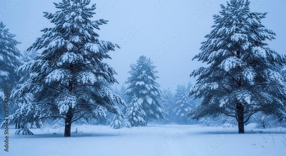 Obraz premium Snowfall Over Peaceful Winter Mountain Range.