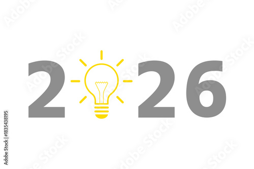 2026 design with light bulb icon on white background