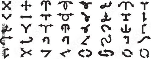 icons direction arrow sign. road navigation arrows
point crossroad. way direction arrow sign. vector