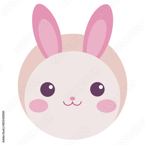 Adorable pastel kawaii bunny face illustration with cute rounded features