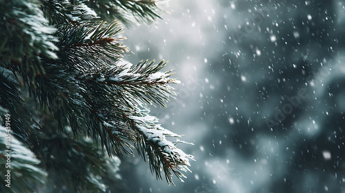 Winter Scene With Snow Falling