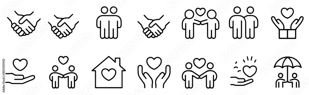 Obraz premium care support icon collection