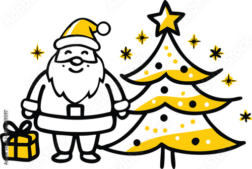 Celebrate with a golden Christmas tree and gifts during the holidays!