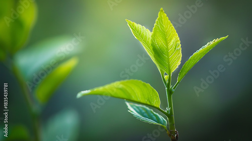 Bright Green Leaves Grow Upward