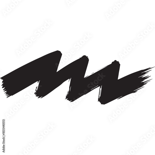Bold black brushstroke design element for creative projects or artistic backgrounds