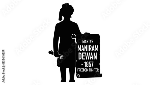 Silhouette of Indian freedom fighter Martyr Maniram Dewan 1857.