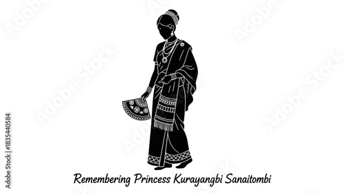 Silhouette of Princess Kurayangi Sanatombi in Traditional Attire.