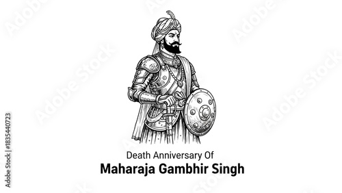 Maharaja Gambhir Singh Death Anniversary Commemoration Illustration.