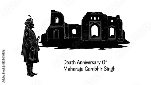 Maharaja Gambhir Singh Death Anniversary Silhouette with Fortress.