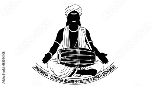 Sankardeva Father of Assamese Culture and Bhakti Movement Illustration.