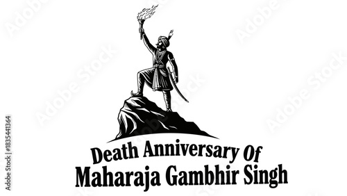 Statue of Maharaja Gambhir Singh holding a torch aloft.