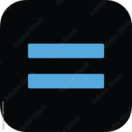 Simple and bold graphic icon representing the mathematical symbol for equality, symbolizing balance, equivalence, identity