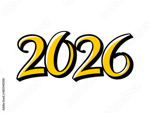 doodle text 2026 vector, new year 