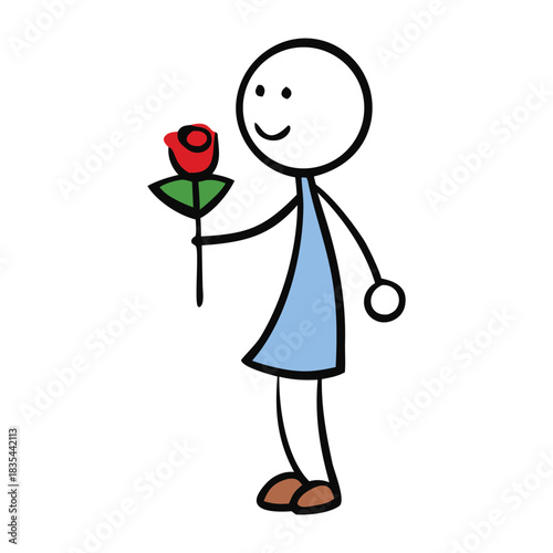 A cute stick-figure scene where one character kneels with a tiny ring, proposing with a big smile, while the other blushes with joy, hearts floating gently around them.”