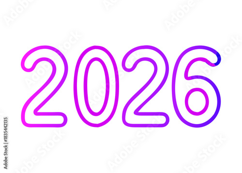 gradient text 2026 vector, new year 