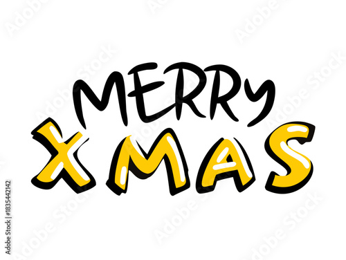 Merry Xmas text vector, isolated