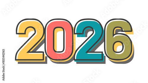 text 2026 vector, new year 