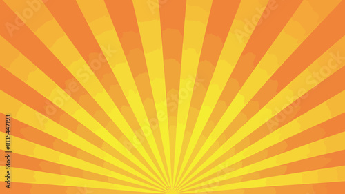 Golden yellow sunburst ray background for retro design and comic book style