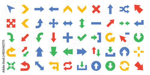 Diverse arrow collection directional icons for navigation and user interface design