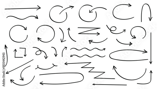 Hand drawn arrow collection sketchy directional elements for design and illustration